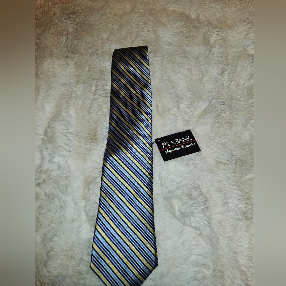 Jos. A. Bank Blue, Light Blue & Yellow Striped Tie